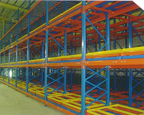 廣州后推式貨架,廣州貨架廠家_廣州易達倉儲設備_產品展示_物